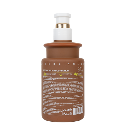Only Aura Coconut Water Body Lotion 400ml - Deep Moisturizing Skincare Lotion for Soft Smooth Skin, Refreshing Hydration, Dry