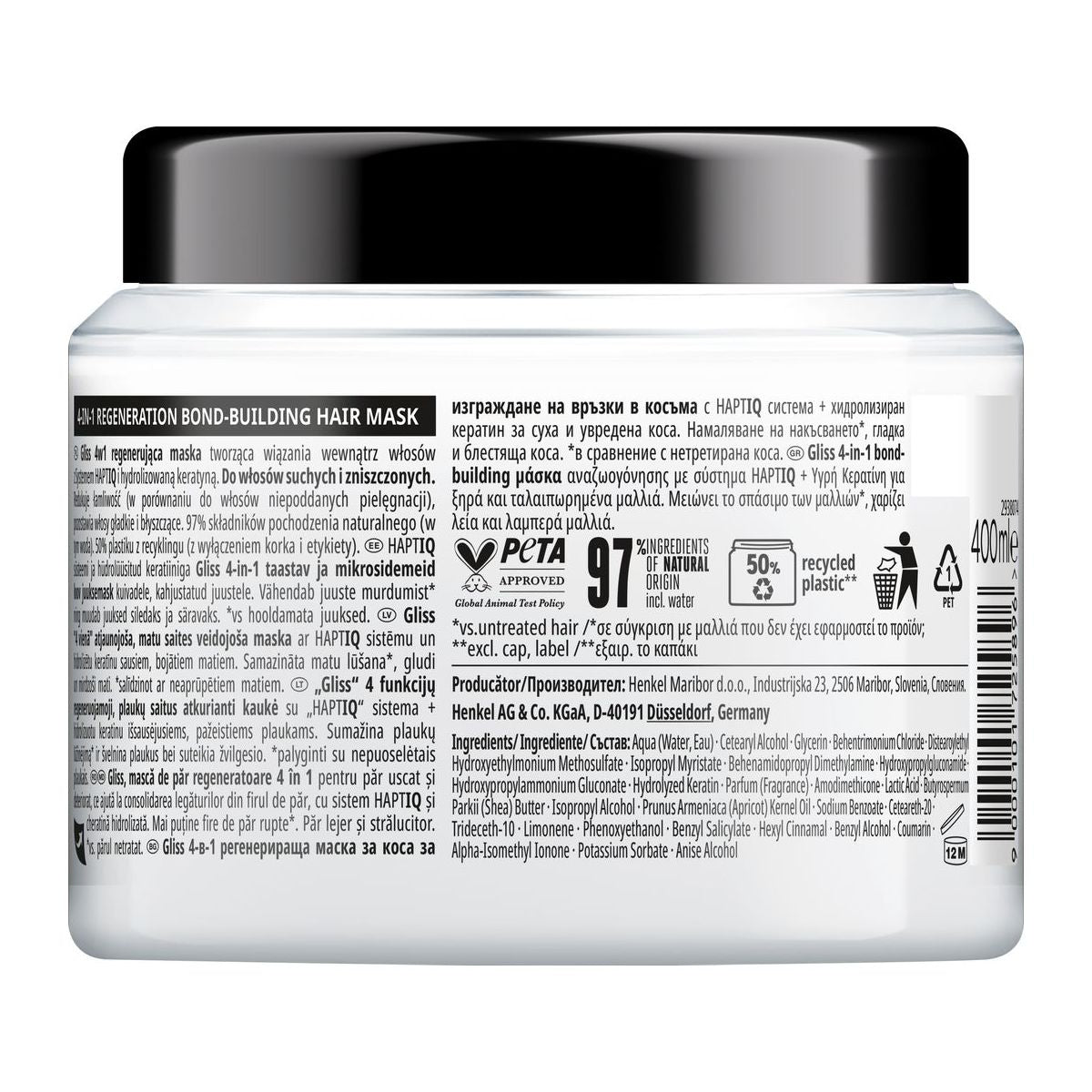 Schwarzkopf Gliss 4in1 Regeneration Bond-Building Hair Mask 400ml