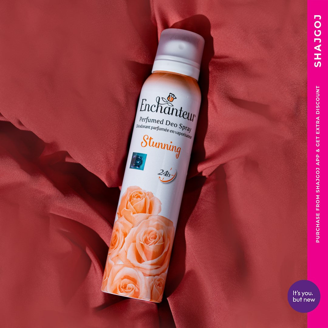 Enchanteur Stunning Perfumed Deodorant Mist 150ml - Long Lasting Floral Fragrance Body Spray for Women Freshness & Odor Prote