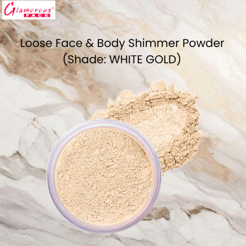 Glamorous Face Loose Face & Body Shimmer Powder (Shade: 10 White Gold)