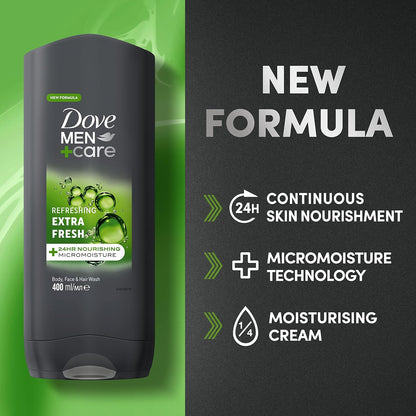 Dove Men + Care Refreshing Extra Fresh 3-in-1 Body, Face & Hair Wash 400ml