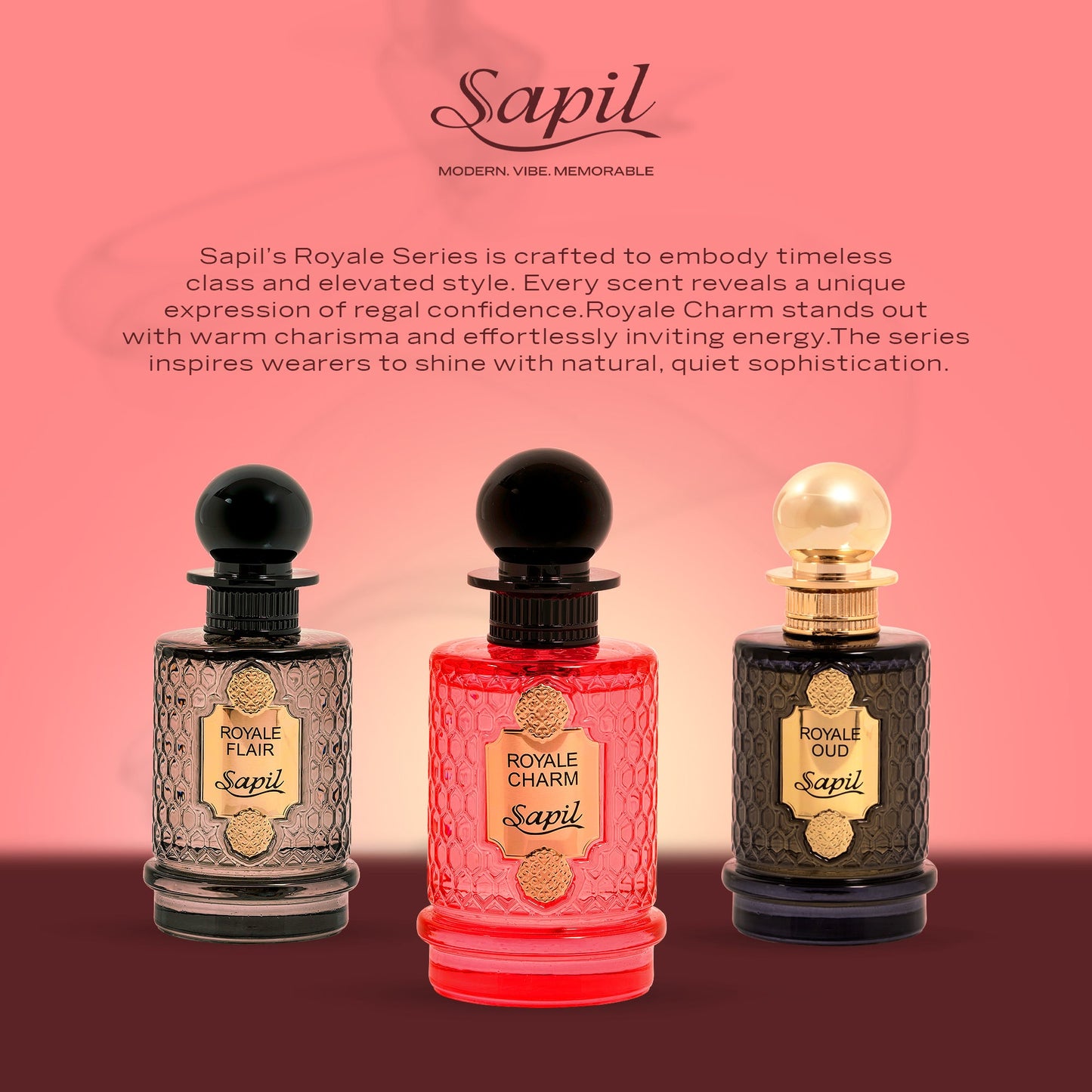 Sapil Royale Charm Eau de Parfum for Men & Women 100ml - Long Lasting Luxury Floral Woody Fragrance Perfume with Elegant Unis