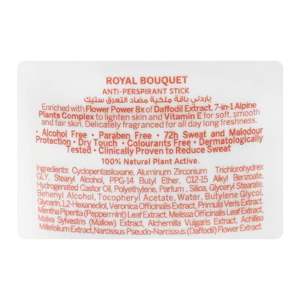 Yardley London Royal Bouquet 72H Anti-Perspirant Deodorant Stick 40g - Long Lasting Floral Fragrance with Vitamin E, 72 Hour 