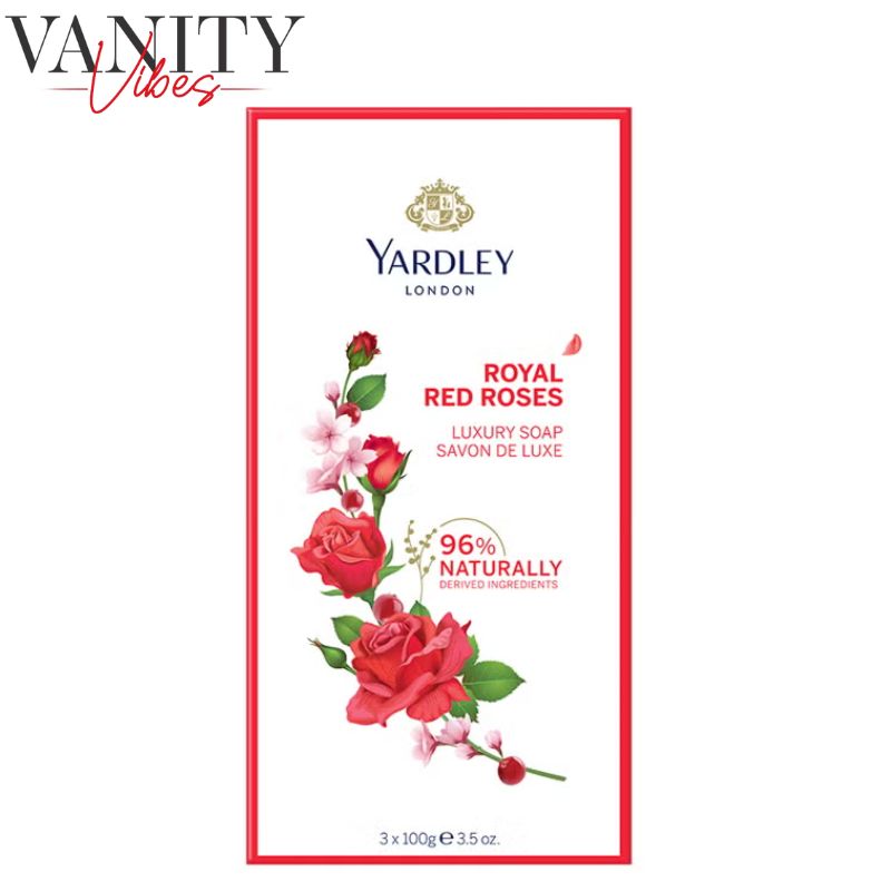 Yardley London Luxury Bath Soap with Royal Red Roses Extracts 3 × 100 g Gently Cleansing & Long-Lasting Fragrance