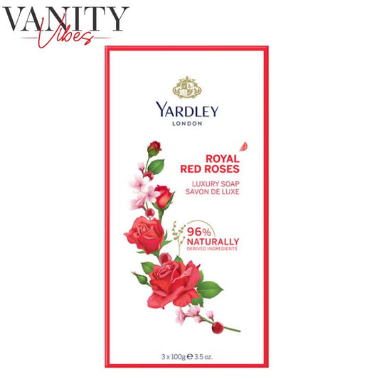 Yardley London Luxury Bath Soap with Royal Red Roses Extracts 3 × 100 g Gently Cleansing & Long-Lasting Fragrance