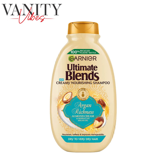 Garnier Ultimate Blends Creamy Nourishing Shampoo with Argan Richness Almond Cream & Moroccan Argan Oil for Dry to Very Dry Hair 400ml