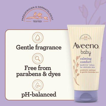 Aveeno Baby Calming Comfort Bedtime Lotion 150ml - Gentle Soothing & Moisturizing Lotion for Delicate & Sensitive Skin