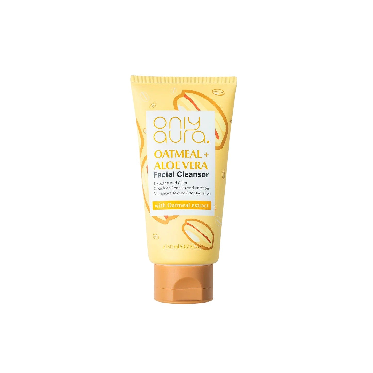 Only Aura Oatmeal Facial Cleanser 150ml – Gentle Deep Cleansing Skincare Face Wash for Soothing Care, Dry Skin Relief, Dirt R