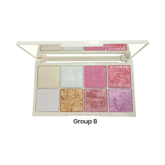 Glamorous Face 8 Colour Teracotta Blush & Shimmer Highlighter Kit (Group B)