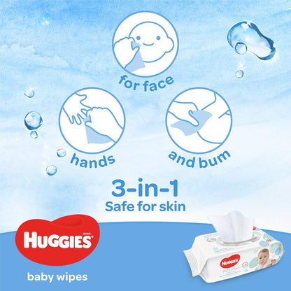 Huggies Pure Clean Baby Wipes 64 Sheets – Gentle Unscented Soft & Safe Skin Care for Newborns