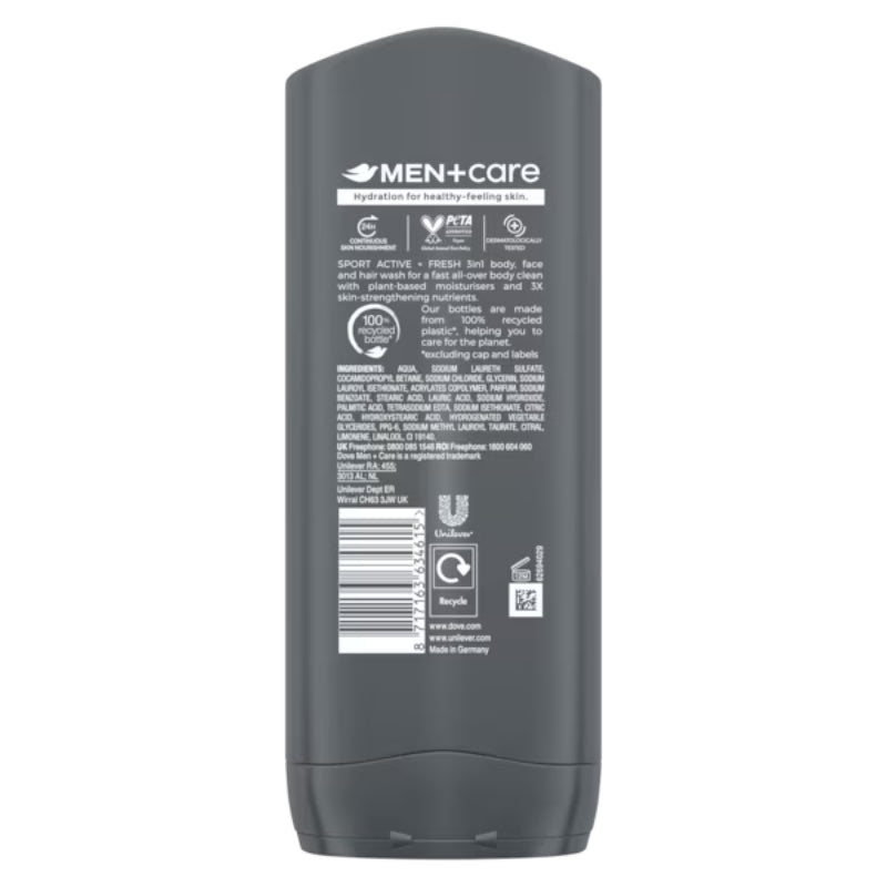 Dove Men+Care Sport Active Fresh 3-in-1 Body Wash Shower Gel 400ml