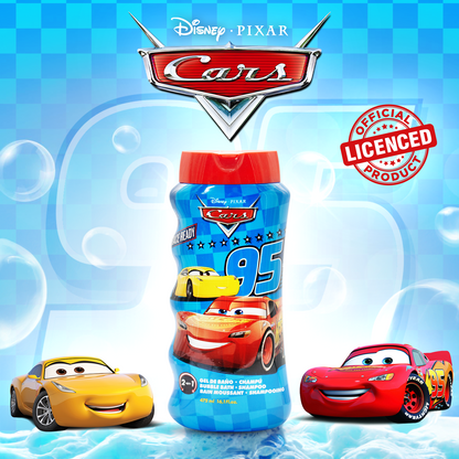 Lorenay Disney Cars 95 2-in-1 Bubble Bath & Shampoo 475ml - Gentle Kids Hair & Body Wash for Soft Cleansing, Fun Bath Experie