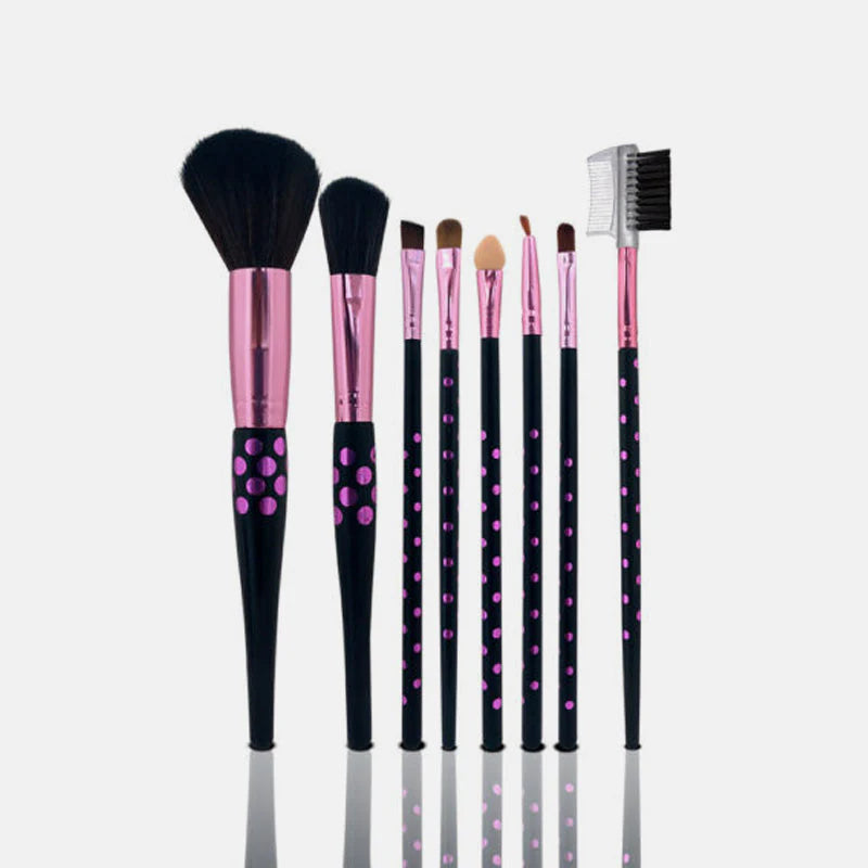 Glamorous Face 8 in 1 Brush Sets Pot Glass (Pink)