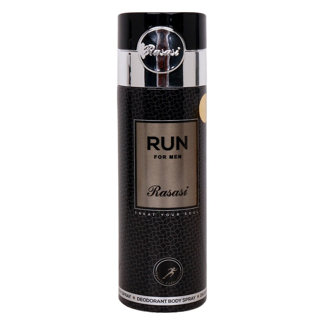 Rasasi Run For Men Deodorant Body Spray 200ml – Long Lasting Fresh Masculine Fragrance for Daily Use