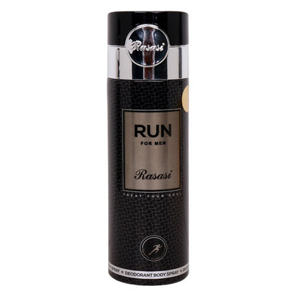 Rasasi Run For Men Deodorant Body Spray 200ml – Long Lasting Fresh Masculine Fragrance for Daily Use