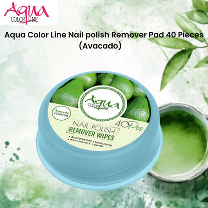 Aqua Color Line Nail polish Remover Pad 40 Pieces (Avocado)