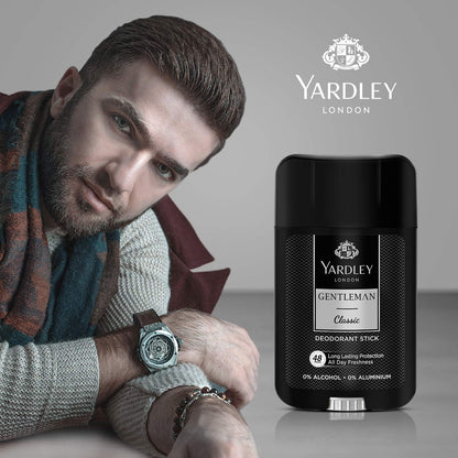 Yardley Gentleman Classic Deodorant Stick 50ml - Long Lasting Fresh Masculine Fragrance Antiperspirant for Men