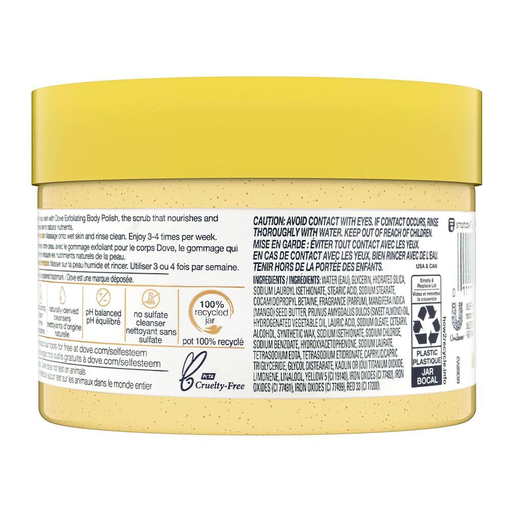 Dove Exfoliating Body Polish Crushed Almond & Mango Butter 298g - Gommage Exfoliant Pour Le Corps for Smooth Soft Skin