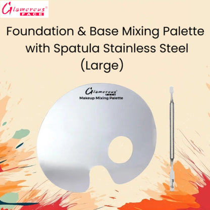Glamorous Face Foundation & Base Mixing Palette with Spatula Stainless Steel (Large)