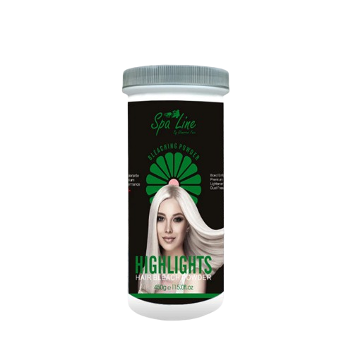 Spa line Hair Bleaching Powder For Highlights Bond Enforcing Premium Lightener 9+ Black 450 gm (White)