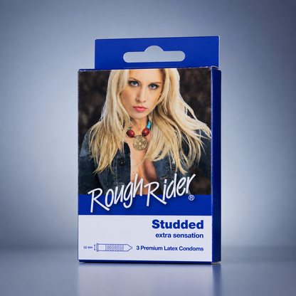 INNO Contempo Rough Rider Studded Condoms Pack of 3 - Extra Sensation 52mm Premium Latex Condoms