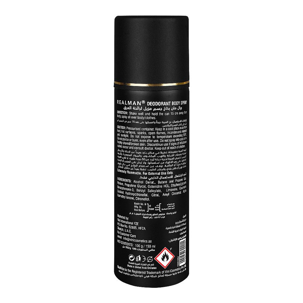Real Man Fresh Active Deodorant Body Spray 150ml Long‑Lasting Fresh Masculine Fragrance