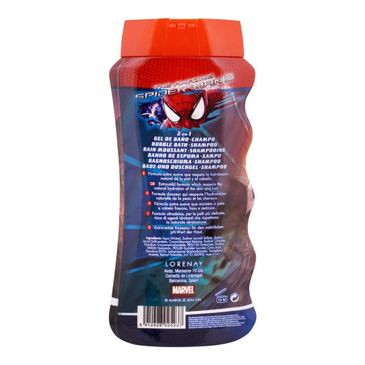 Lorenay Disney Spider-Man 2-in-1 Bubble Bath & Shampoo 475ml - Tear Free Kids Hair & Body Wash for Gentle Cleansing, Fun Bath