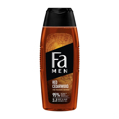 Fa Men Red Cedarwood 2-in-1 Body & Hair Shower Gel 250ml – 95% Naturally Derived Ingredients, 100% Recycled Bottle