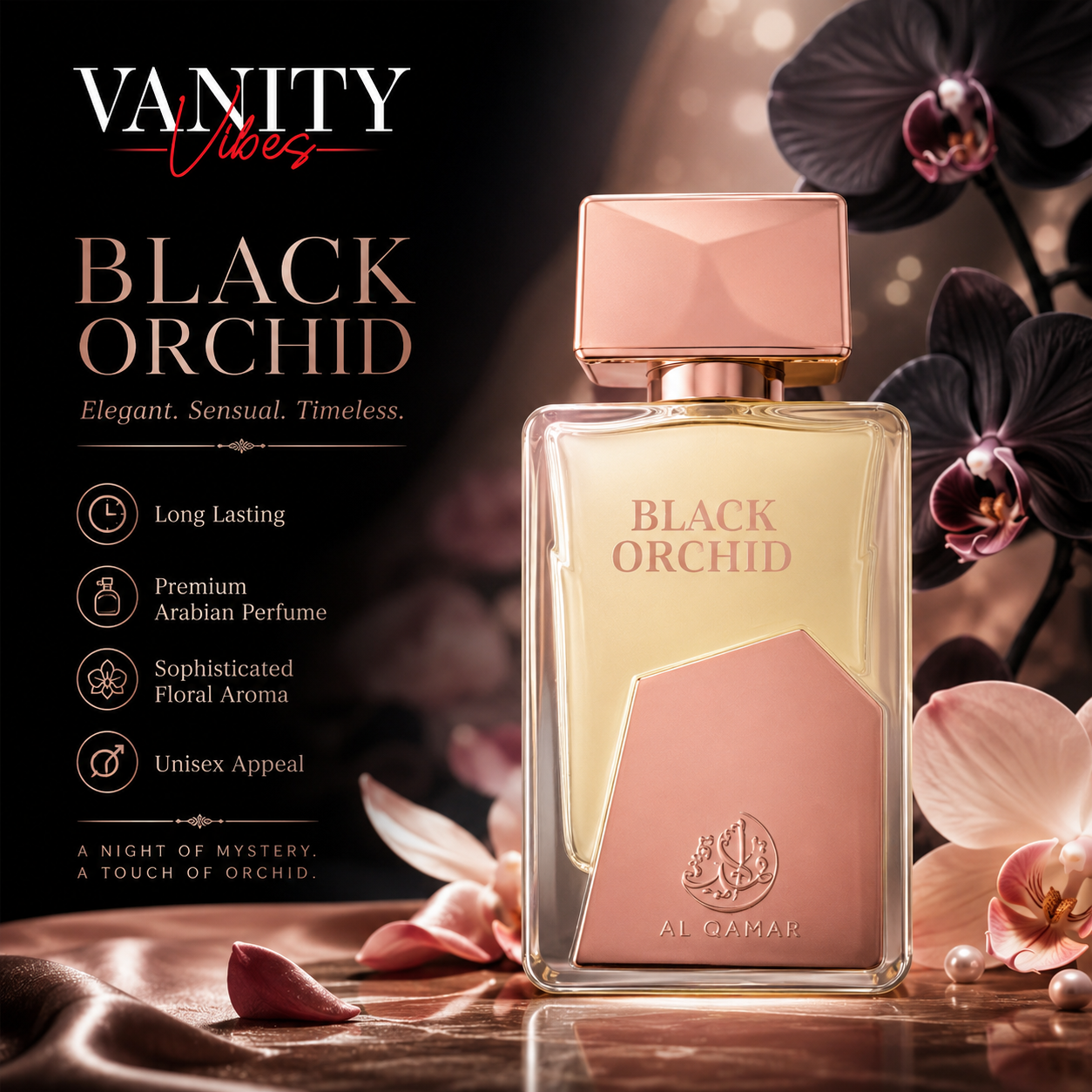 AL Qamar Black Orchid Eau de Parfum 100ml Pour Homme - Long Lasting Perfume for Men