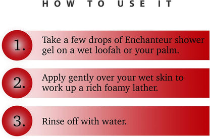 Enchanteur Rose Oud Amour Perfumed Shower Gel 250ml - Deep Cleansing Moisturizing Body Wash with Long Lasting Floral Oud Frag
