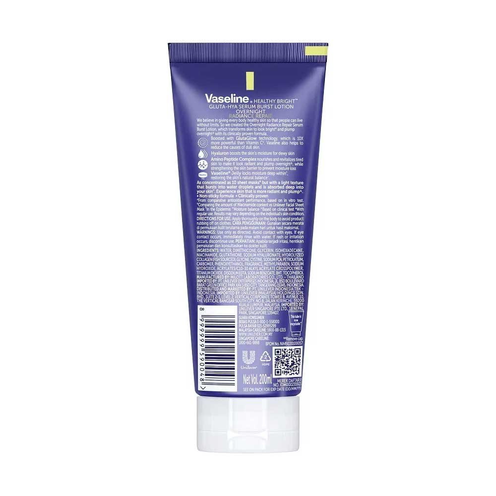 Vaseline Gluta-Hya Serum Burst Lotion Over Night Radiance Repair 300ml