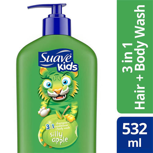 Suave Kids 3-In-1 Silly Apple Shampoo + Conditioner + Body Wash 532ml