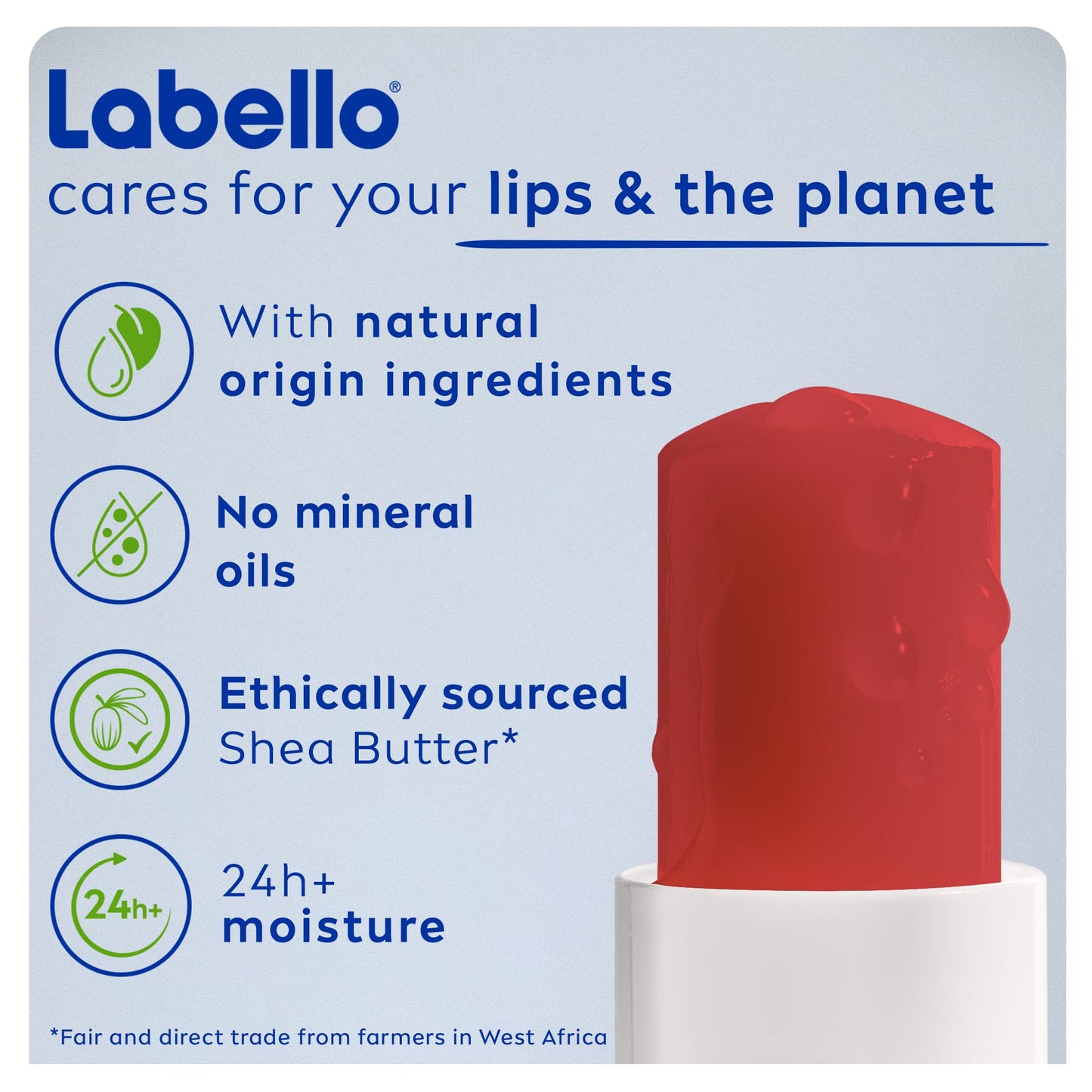 Labello 24h Moisture Lip Balm Pomegranate Shine 4.8g – Long Lasting Hydrating Lip Care Balm for Soft Smooth Lips, Moisture Pr
