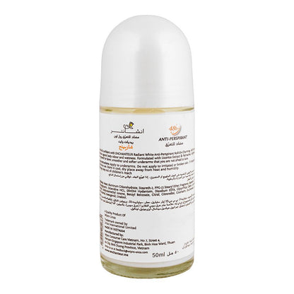 Enchanteur Radiant White Charming Anti-Perspirant Roll-On 50ml - Long Lasting Brightening Deodorant for Women Soft Smooth Ski