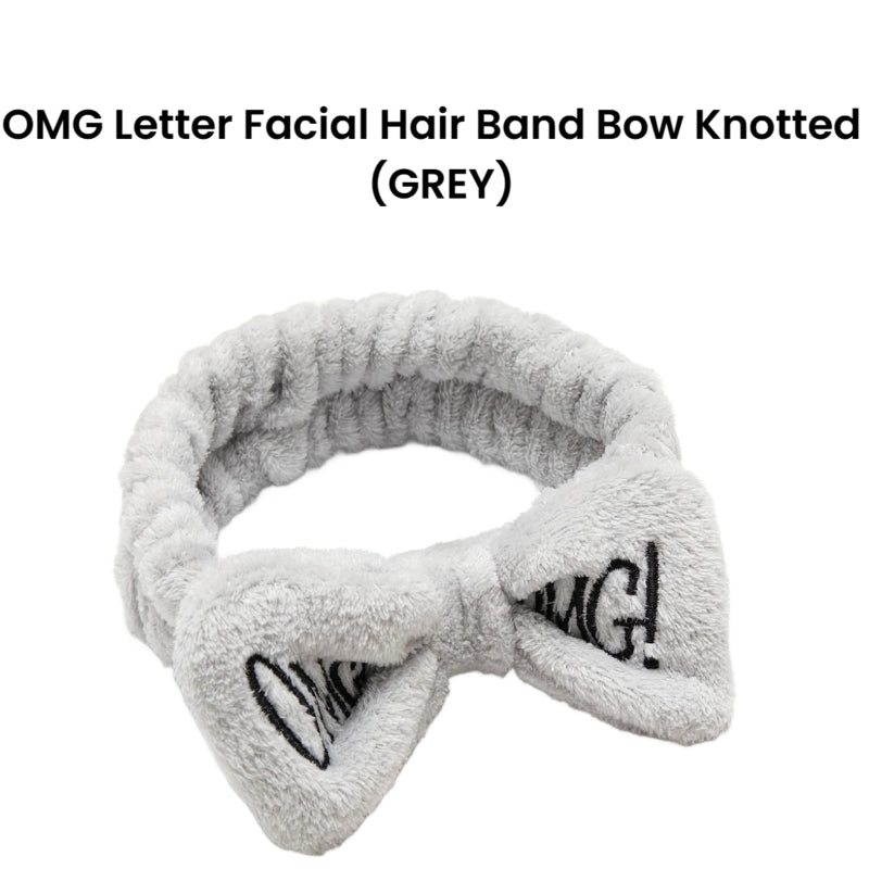 OMG Letter Facial Hair Band Bow Knotted (GREY)