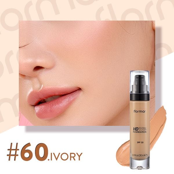 Flormar Invisible Cover HD Foundation SPF 30 (Shade: 60 Ivory) 30ml