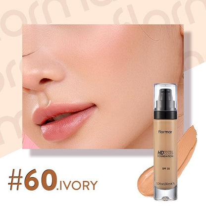 Flormar Invisible Cover HD Foundation SPF 30 (Shade: 60 Ivory) 30ml