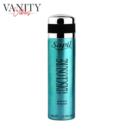 Sapil Disclosure Body Spray for Men 200ml - Long Lasting Fresh Masculine Fragrance Spray with All Day Odor Protection, Sweat 
