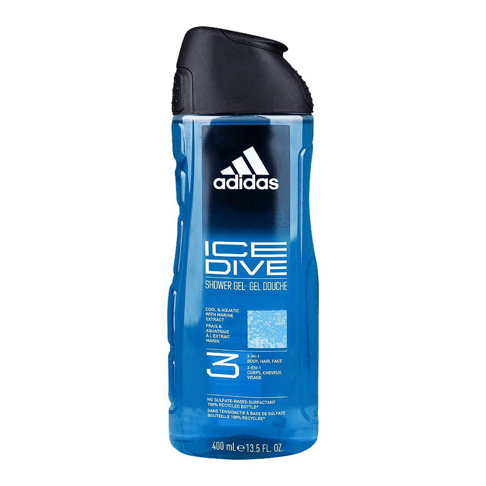 Adidas Ice Dive 3-in-1 Body, Hair & Face Wash Shower Gel 400ml