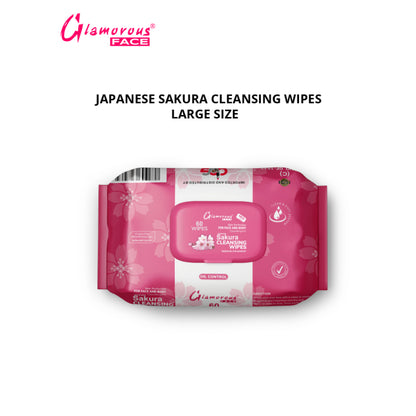 Glamorous Face Cleansing Makeup Remover Wipes Large 60 Pieces (Japanese Sakura)