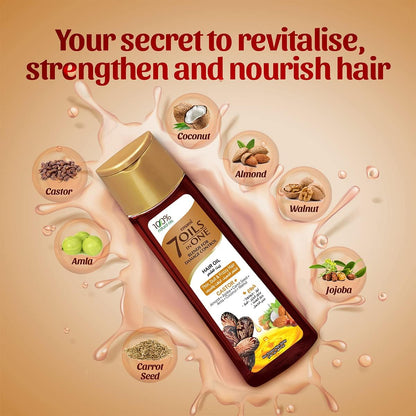 Emami 7 in 1 Blends Damage Control Castor Hair Oil 200ml - Nourishing Hair Care Oil for Hair Repair, Smooth Shiny & Strong He
