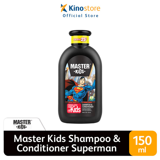 Master Kids Superman Shampoo & Conditioner 150ml - Gentle Kids Hair Care 2-in-1 Formula for Soft Smooth Hair, Tear-Free Clean