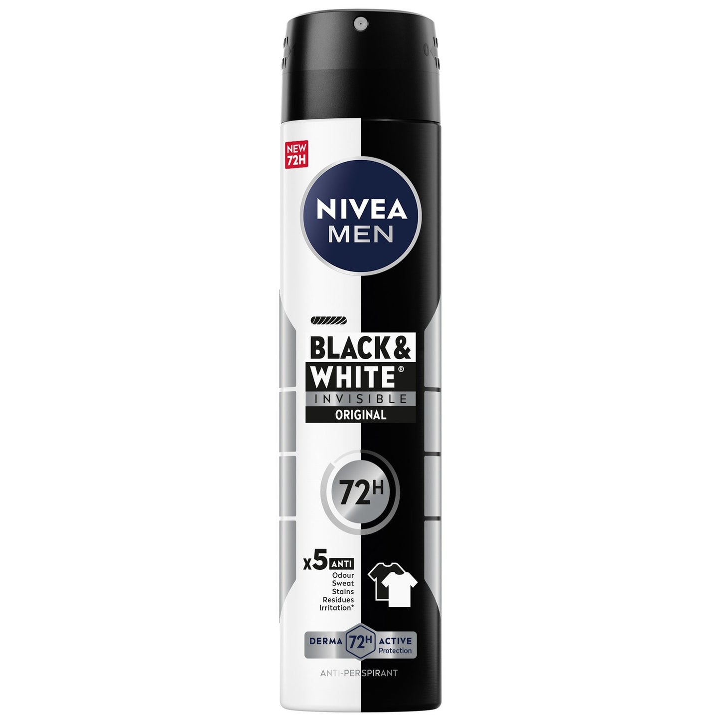 Nivea Men Black & White Invisible Antiperspirant Deodorant Spray Original 72H Active Protection 250ml