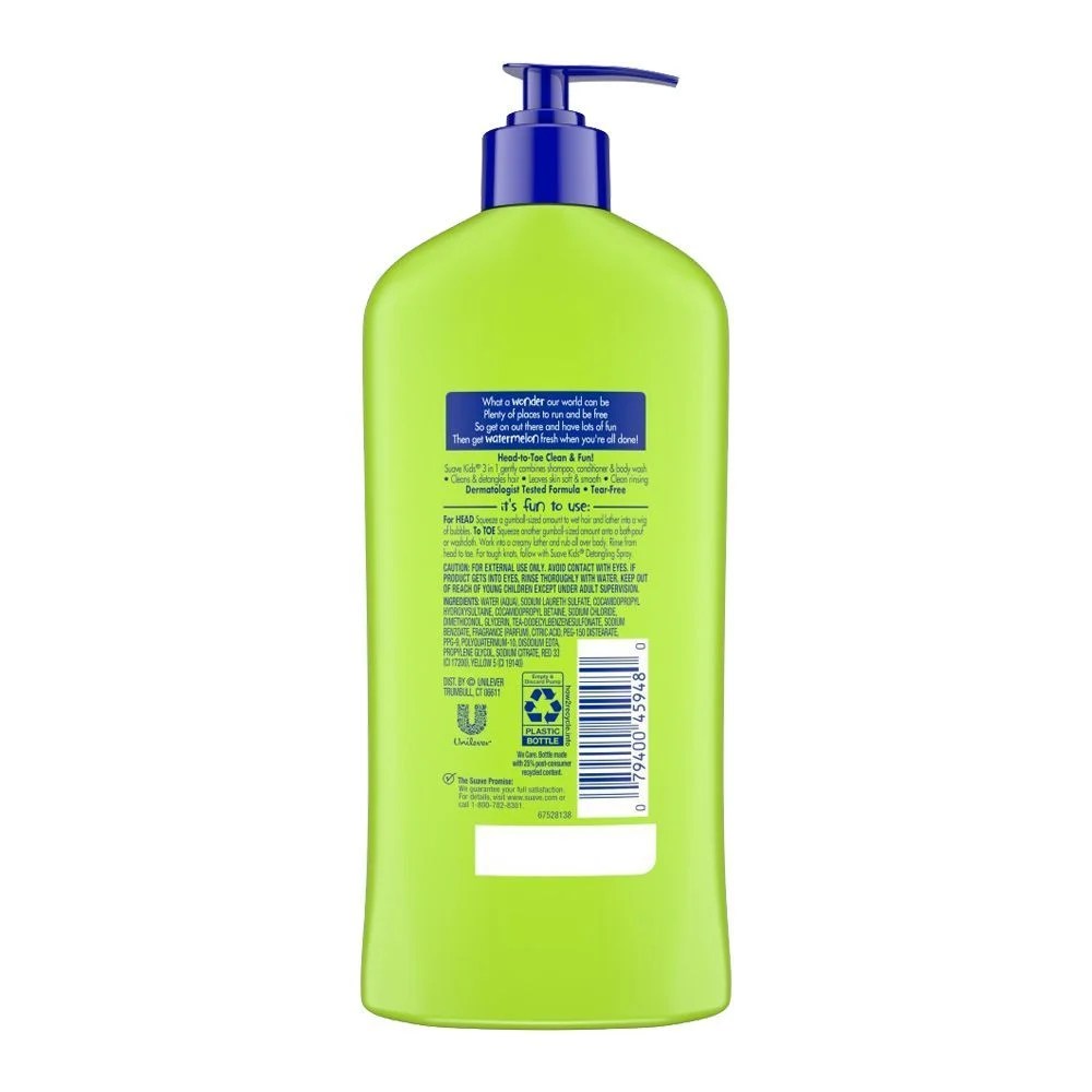 Suave Kids 3 in 1 Watermelon Wonder Shampoo + Conditioner + Body Wash 532ml
