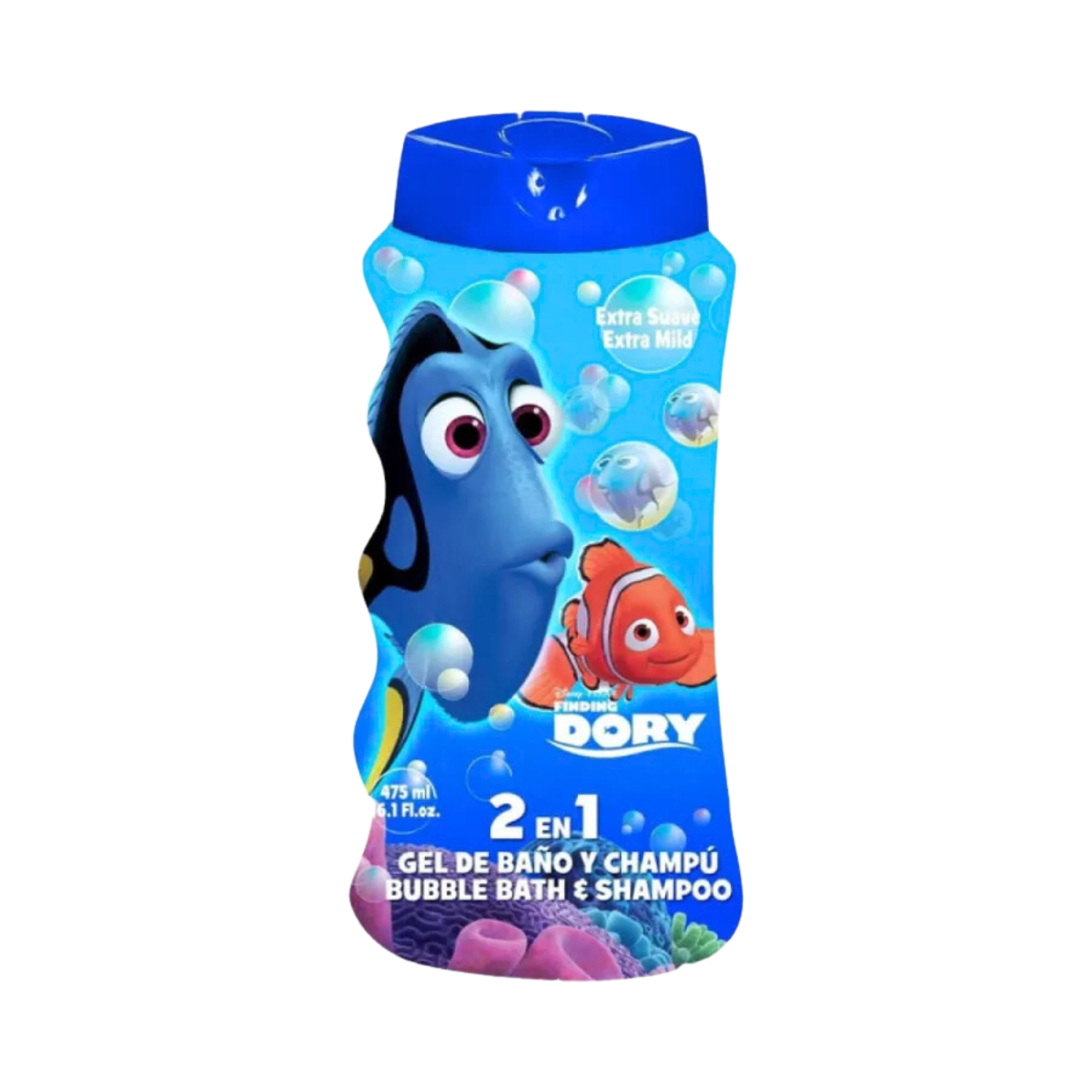 Lorenay Disney Finding Dory 2-in-1 Bubble Bath & Shampoo 475ml - Gentle Kids Hair & Body Wash for Soft Cleansing, Tear-Free F