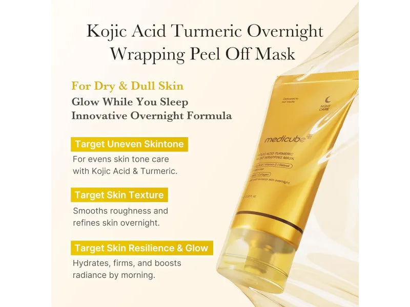 Medicube Kojic Acid Turmeric Night Wrapping Mask 75 ml Overnight Brightening & Skin Tone Repair (K Beauty)