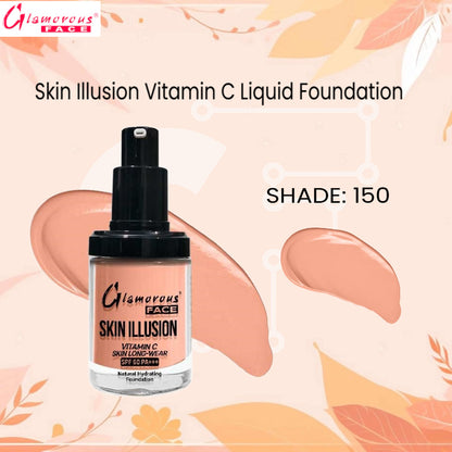 Glamorous Face Skin Illusion Vitamin C Liquid Foundation 25ml (SHADE:150)