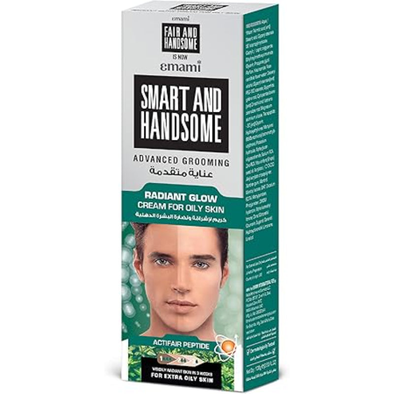 Emami Smart and Handsome Advanced Grooming Radiant Glow Cream for Oily Skin 50g for Men - Oil Control Skin Brightening Cream 