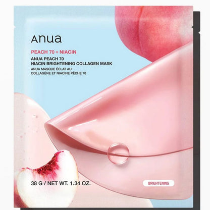 Anua Peach 70+ Niacin Brightening Collagen Mask 38 g Radiance Boost & Even Skin Tone (K Beauty)