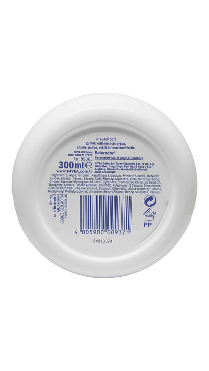 Nivea Soft Canlandırıcı & Nemlendirici Bakım Kremi 300ml - Refreshing Moisturizing Cream for Soft, Smooth Skin